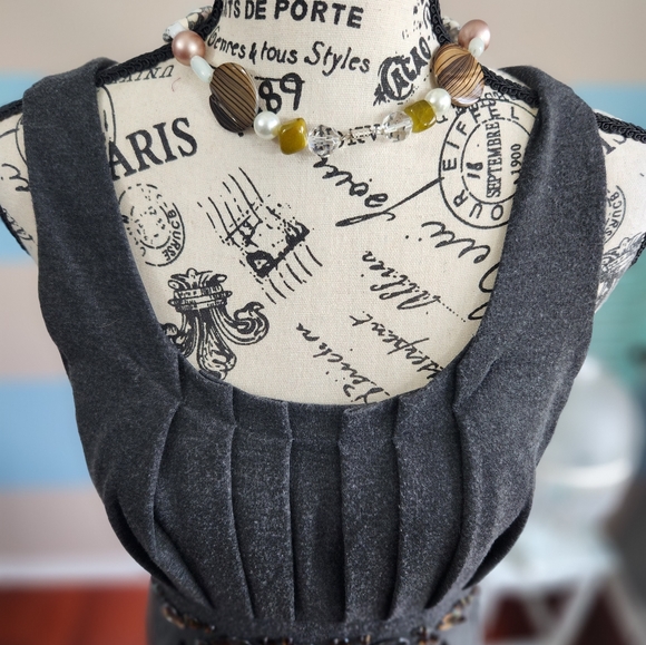 Kristin Davis Gray Top Pleated Dress - Picture 2 of 6